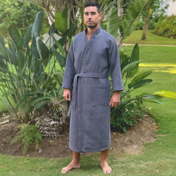 Unisex-Bademantel Waffle Graphite