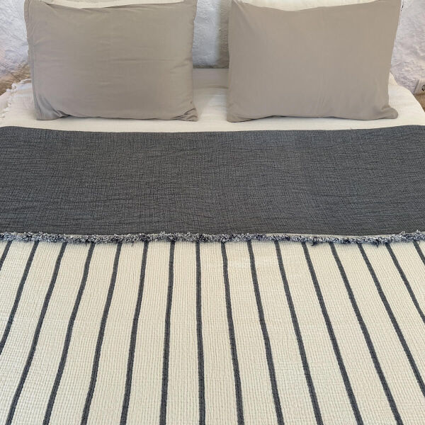 Tagesdecke Musselin aus vier Lagen Chic Anthracite