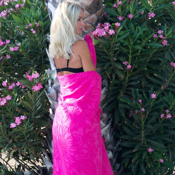 Fashion4wellness Hamam Strandlaken beachtowel Flowerbomb Fuchsia 1
