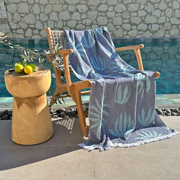 Hamamtuch Palm Beach Green-Dark Blue