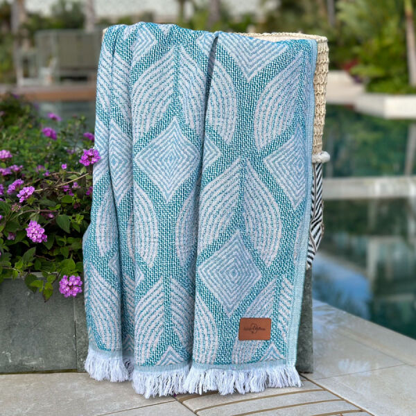 Hamamtuch Botanic Art Petrol-Taupe