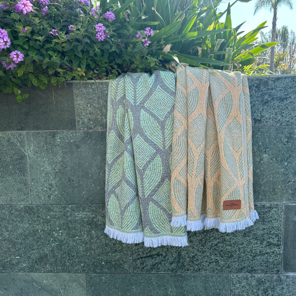 Hamamtuch Botanic Art Taupe-Green