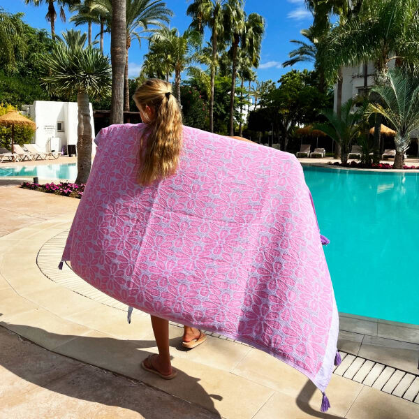 Hamamtuch Saunatuch Daisy Lilac - Fuchsia