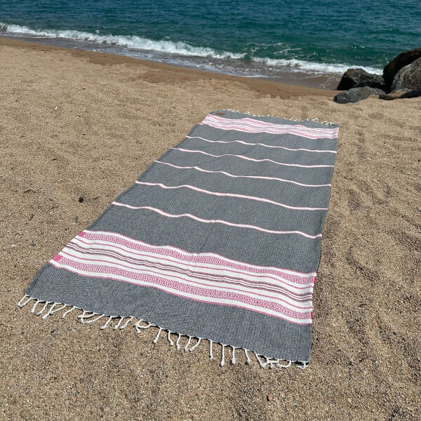 Hamamdoek, Hammam towel, Hamamtuch, Serviette de plage Sea Me Black Fuchsia