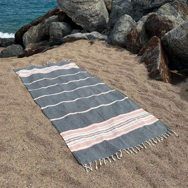 Hamamtuch Saunatuch Sea Me Black-Orange