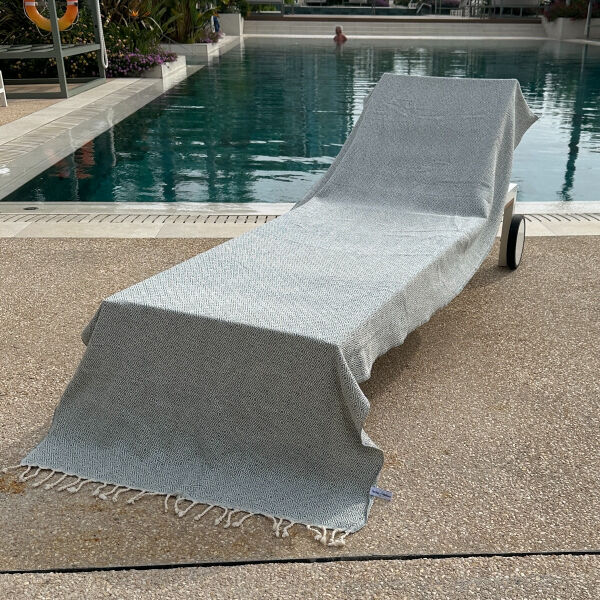 Beachbed Cover Double Diamond Size L Gibraltar Blue - Beige