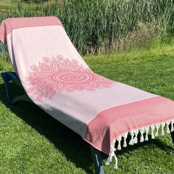 Hamamtuch Saunatuch Boho Samba red