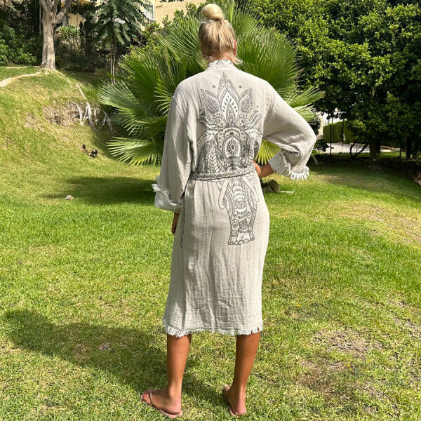 Hamam Bademantel Damen Elephant Beige