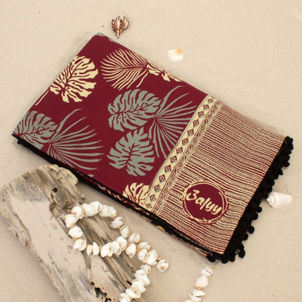 Batik Strandlaken met Pompons More Than Leaves