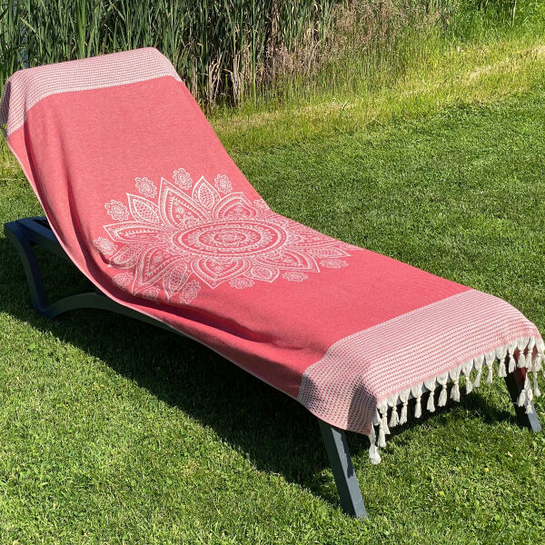 Hamamtuch Saunatuch Boho Samba red