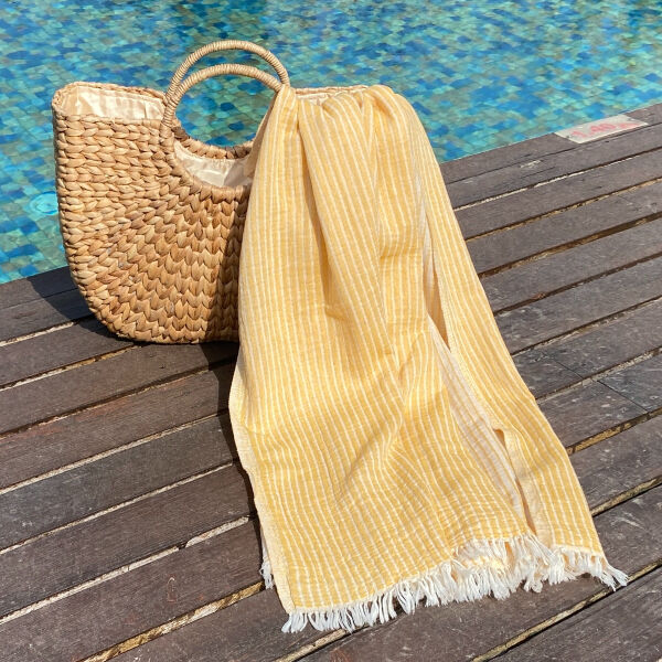 Hamamtuch Saunatuch Breton  Mustard