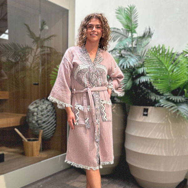 Hamam Bademantel Damen Elephant Grape