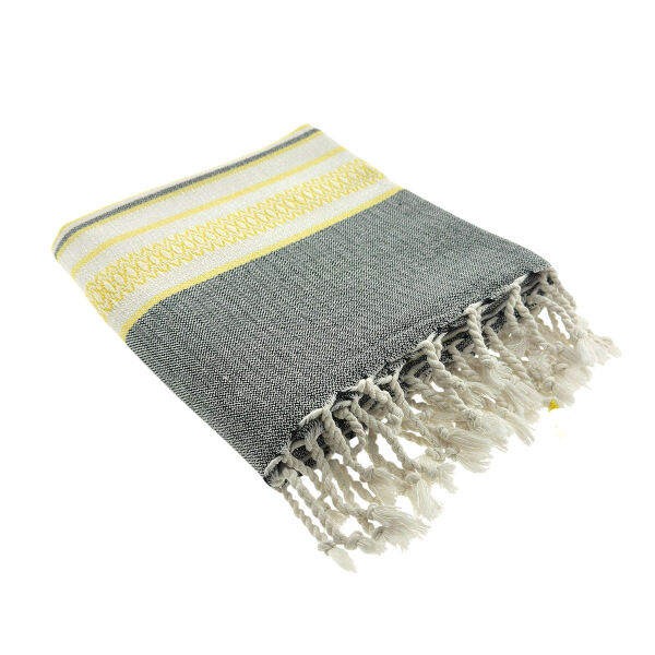 Hamamtuch Saunatuch Sea Me Black-Lemon