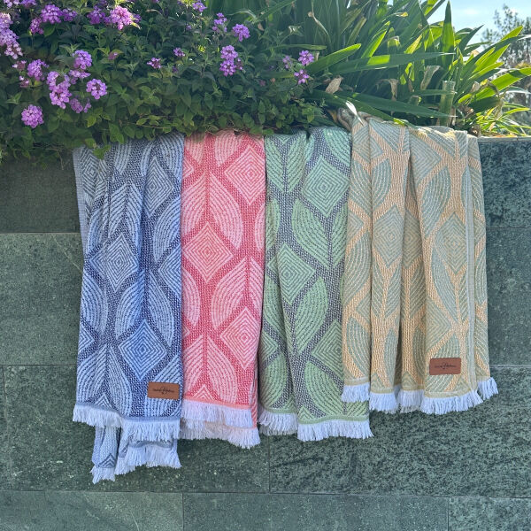 Hamamtuch Saunatuch Botanic Art Taupe-Green