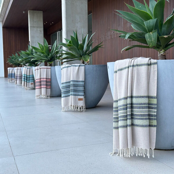 Hamamtuch Saunatuch Coconut  Beige - Blue