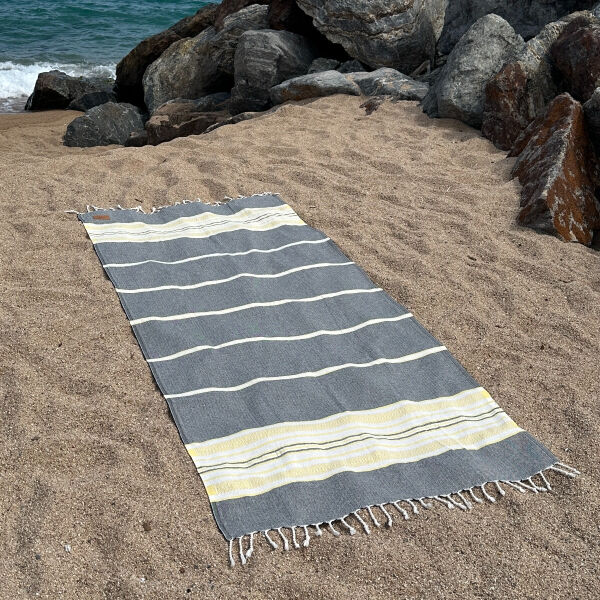Hamamtuch Saunatuch Sea Me Black-Lemon