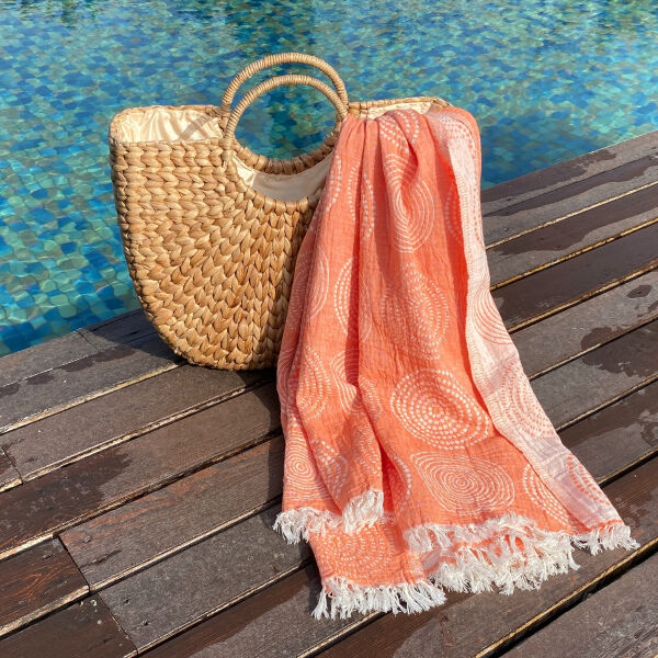 Hamamtuch Saunatuch Circle Coral