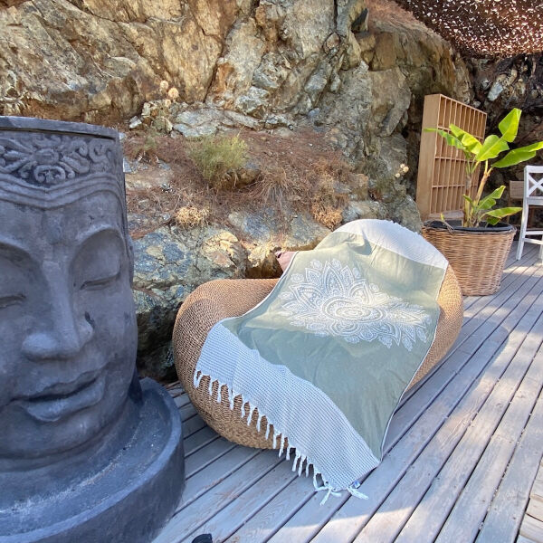 Hamamtuch Saunatuch Boho Chive Green