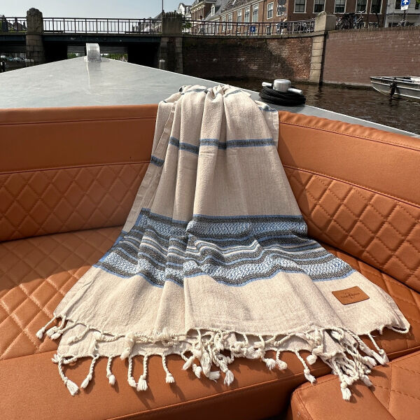 Hamamtuch Saunatuch Coconut  Beige - Blue