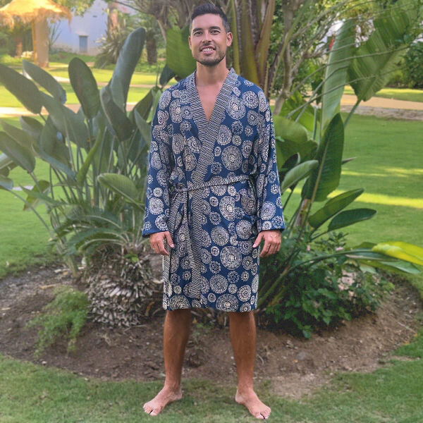 Bundel Kimono + Strandlaken Batik Aztec Blue