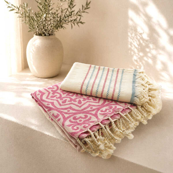 Hamamtuch Saunatuch Hamamtuch Set Grey  Pink
