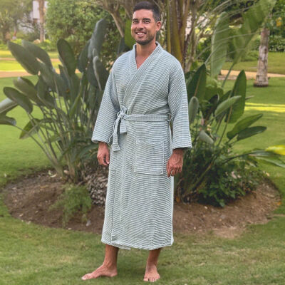 Unisex-Bademantel Waffle Powder Green