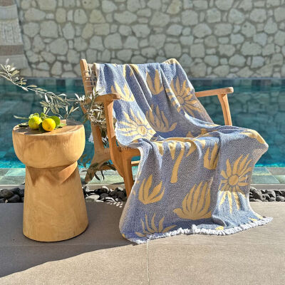 Hamamtuch Palm Beach Petrol - Mustard