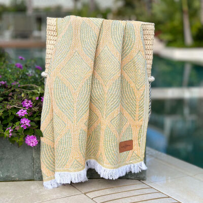 Hamamtuch Botanic Art Mustard-Green