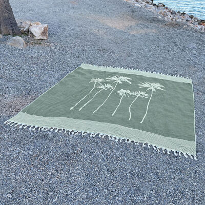 Hamamtuch Six Palms Chive Green