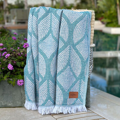 Hamamtuch Saunatuch Botanic Art Petrol-Taupe