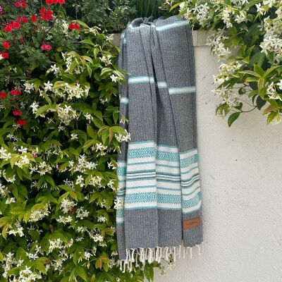 Hamamtuch Saunatuch Sea Me  Black-Turquoise
