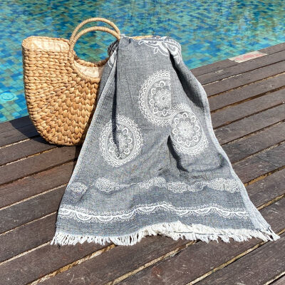 Hamamtuch Saunatuch Bohemia Black