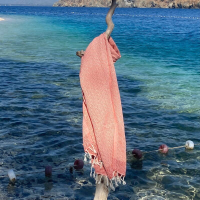 Hamamtuch Saunatuch Double Diamond Orange - Peach